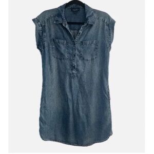 Lucky Brand Blue Chambray Short Sleeve Dress